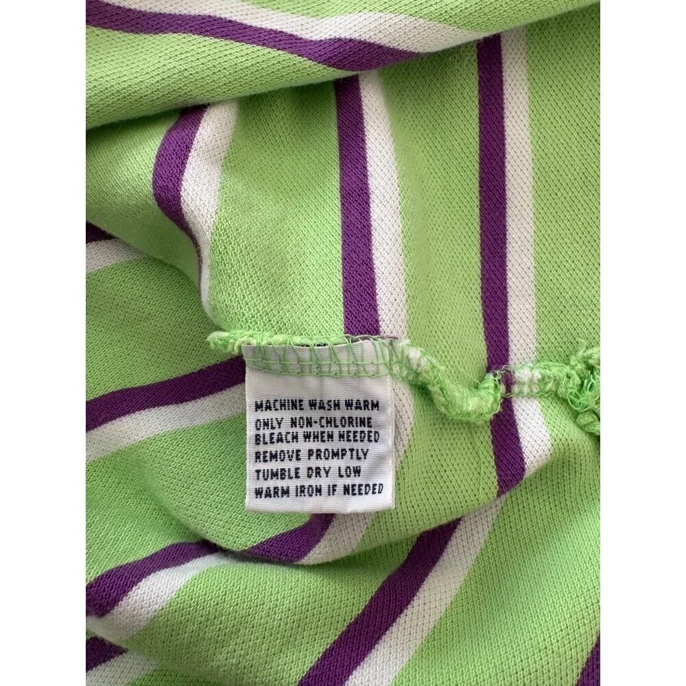 Polo by Ralph Lauren Like New Striped Polo Shirt Green Purple Cotton Size Large